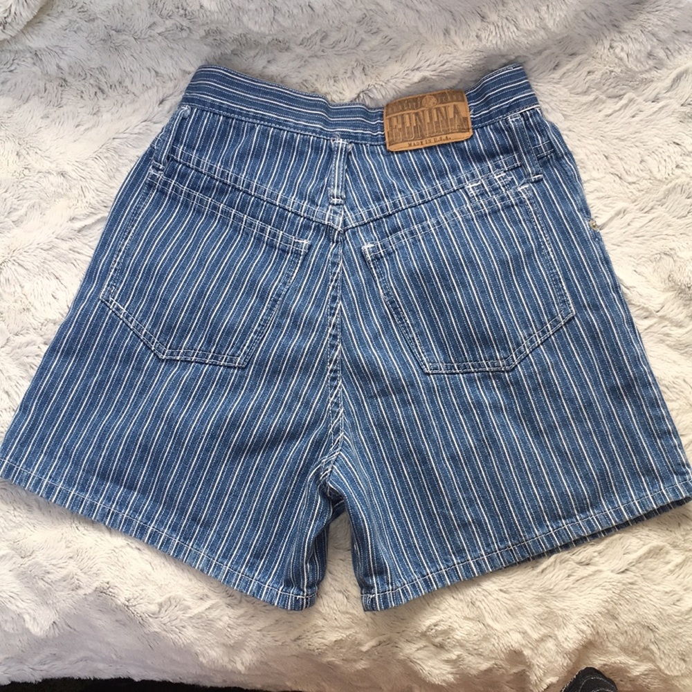 Vintage Striped high rise denim jean shorts